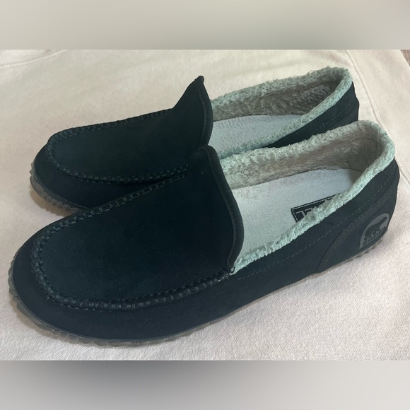 Sorel Black Leather Suede Slip-On Loafers with Moccasin Design Sz 12 main image 6